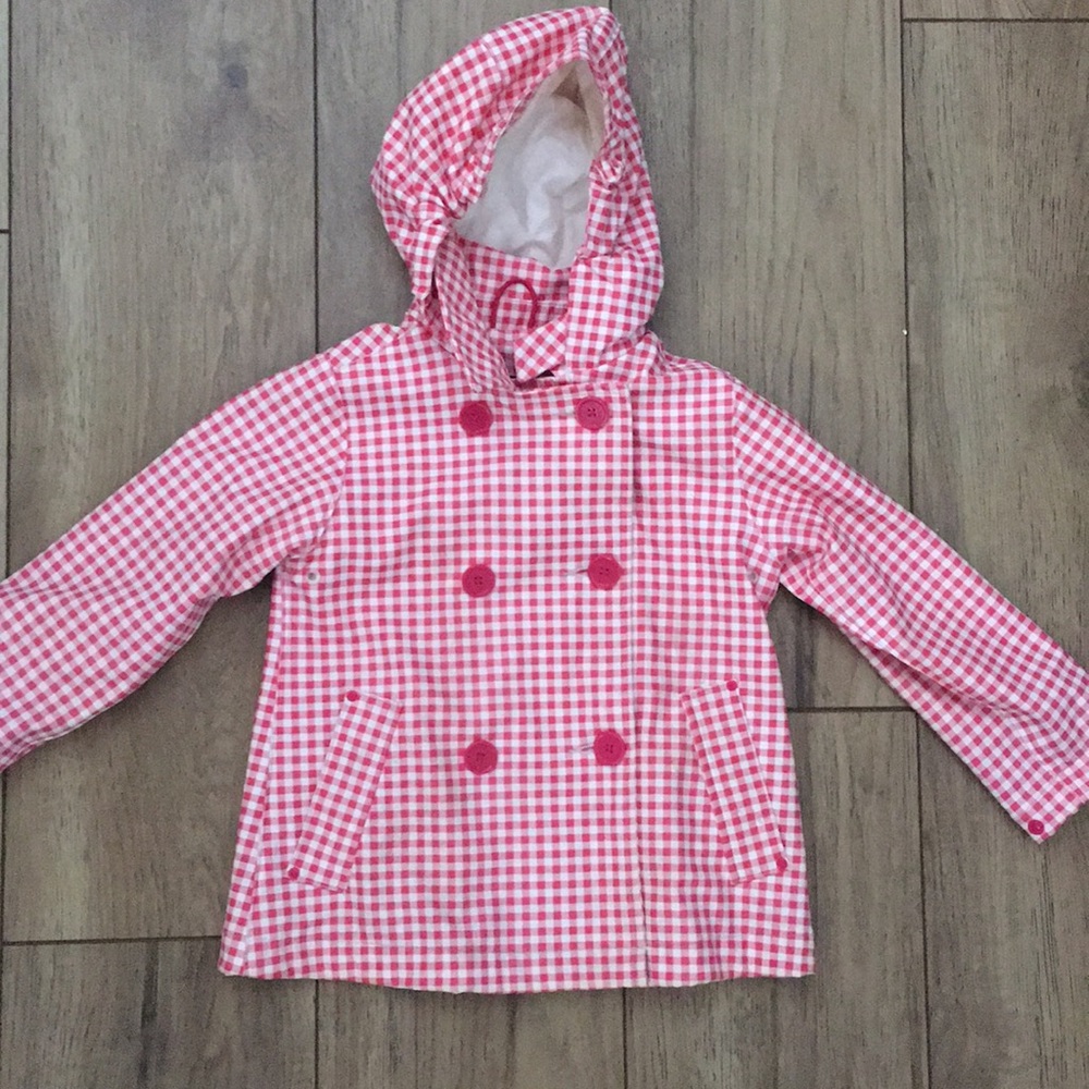 Lands end pink gingham raincoat